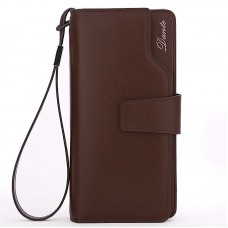 Grainy Leather Wallet Bifold With Wrist Strap
